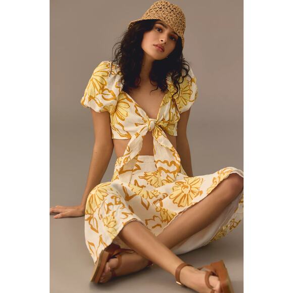 Faithfull Linen Eva Crop Top - New Size 10 - Picture 2 of 6